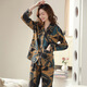 Modal pajamas women's pure cotton long-sleeved spring, autumn and winter cardigan large size loose middle-aged mother's home clothing set XEQ9906 L - weight 100-120Jin [Jin equals 0.5 kg]
