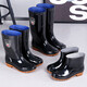 
Rain boots men's high tube waterproof labor protection rain boots water shoes men's labor protection rain boots spring fishing warm wear-resistant kitchen anti-slip shoes [Laoyu shield] 358 low tube black 44