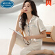Palanduo 100 pijamas de algodón Xinjiang para mujer pantalones cortos de verano de manga corta cárdigan de gran tamaño para mujeres jóvenes y de mediana edad traje ropa exterior hogar n9896 pantalones cortos de manga corta cárdigan M (80-100 Jin Jin es igual a 0,5 kg)