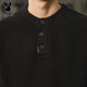 Playboy (PLAYBOY) American retro knitted sweater for men in autumn and winter thickened warm henley sweater lazy style vertical pullover bottoming shirt black S 90-110Jin Jin equals 0.5 kg