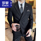 ROMON suit men's suit groom wedding dress British slim business formal suit double-breasted handsome trendy brown two-piece top + pants + shirt M 4895-105Jin Jin equals 0.5 kg to wear
