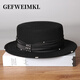 GEFWEIMKL French Pearl Bow Flat Top Women's Hat Autumn and Winter New Merino Wool Felt Hat Hepburn Style Hat Women Light Gray One Size (56-58cm)