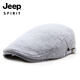 JEEP Autumn and Winter Hat Men's Cotton Peaked Hat Korean Version Light Board Solid Color Painter's Beret Women's Black One Size Adjustable