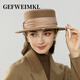 GEFWEIMKL French Pearl Bow Flat Top Women's Hat Autumn and Winter New Merino Wool Felt Hat Hepburn Style Hat Women Light Gray One Size (56-58cm)