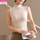 Modal velvet small turtleneck plus velvet thickening bottoming shirt for women autumn and winter sleeveless outer wear elastic slim vest top Khaki 2XL