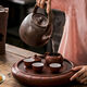 Tea boiling in the stove, firewood, lifting beam, boiling tea, pure handmade large capacity ceramic simple household water-burning coarse ceramic pot, charcoal stove, more than 1L, cypress wood fired model: 15839 No. 1380ml