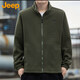 Jeep (JEEP) Jacket Men's Autumn and Winter Polar Fleece Thickened Executive Casual Work Clothes Dark Army Green XL