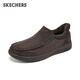 SKECHERS flash shoes for men 2025 new autumn velvet warm casual walking shoes one-leg loafers 205606
