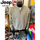 JEEP SPIRITcleanfit gray Henry collar knitted sweatshirt for men in autumn and winter American lazy style sweater Polo shirt with inner base light gray M