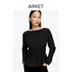 ARKET Women's Pleated Waist Belted Long-Sleeved Top Black Autumn New Style 1324552001 Black XXS 155/76A 32