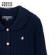 Teenie Weenie Bear Women's Four Seasons Knitted Cardigan 2025 Autumn New Girl-Sense Lapel Comfort Sweater Navy Blue S