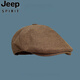JEEP SPIRIT retro progressive hat women's big head beret square round face small cotton linen Japanese style literary reverse wearing cap for men retro brown one-size-fits-all adjustable