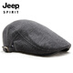 JEEP Autumn and Winter Hat Men's Cotton Peaked Hat Korean Version Light Board Solid Color Painter's Beret Women's Black One Size Adjustable