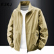 RJKJ Light Luxury Brand Men's Jackets Spring, Autumn and Winter New Outdoor Velvet Casual Stand Collar Trendy Tops Black - Spring and Autumn Regular - 8919 Jacket XL (Recommended 130-145Jin Jin is equal to 0.5kg)