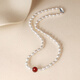Saturday blessing silver buckle pearl necklace mother birthday gift red agate X0511903 long rice beads strong light about 5mm 45cm