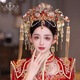 AIMENGER Xiuhe headdress 2025 new Chinese style grand dragon and phoenix gown heavy industry wedding bride Xiuhe headdress female GX Golden Bell Queen Round Crown + Ear Clip