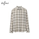 Eifli (eifini) [Jiang Xin Airport Shirt] Eifli plaid texture loose shirt for women 2025 autumn new small top light brown S 80-105Jin [Jin equals 0.5 kg]