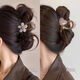 Blumenclip Frauen High-End 2025 neuer Stil mit kleinem Haarvolumen Haifisch-Clip-Haarclip Frauen Rückenkopf Tablett Haarclip-Kopfschmuck [#asymmetrische Rosenclip] 15 cm