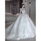 Wei Lian Menglan's main wedding dress bride 2025 new long-sleeved French heavy-textured pregnant women's light large tail wedding dress white floor-length wedding dress plus eight-piece set S Weight 90Jin Jin is equal to about 0.5 kg