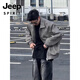 JEEP SPIRIT black and gray leather jacket men's spring and autumn American motorcycle short jacket handsome high-end lapel baseball uniform gray M