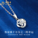 Lao Fengxiang pt950 platinum necklace for women, platinum lucky four-leaf clover pendant, Valentine's Day birthday gift for girlfriend and wife, platinum pendant, about 1.5g, topaz - free silver chain + brand gift box