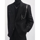 An Chuxia black high-end light luxury starry sky suit jacket men's niche pearl chain design trendy fashion stage wear two-piece set black + black long sleeves L