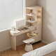 Tinymiya bookcase and dresser integrated small apartment modern minimalist bedside storage cabinet safe retractable flip top makeup table 40cm high cabinet left opening + lift stool hollow in the middle - reserved socket