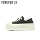 FOREVER21超厚底黑色板鞋女2025新款秋季增高透气两穿显腿长百搭休闲帆布鞋
