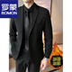 ROMON suit suit men's velvet thickened warm wedding suit jacket business formal black professional workwear winter suit R08 (single piece) velvet black suit S recommended 80-95Jin Jin equals 0.5 kg