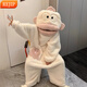REJIP Pajamas for Women in Autumn and Winter Cute Cartoon Coral Velvet New Thickened Plush Nightgown Dress One-piece Home Clothes Outerwear Men's Clown Fish White One-piece Suit S (Recommended weight 80-100 Jin Jin equals 0.5 kg)
