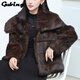 Gu Bing Rex Rabbit Fur Short Jacket for Women Navy Collar Design Temperament Socialite Winter New Product Simple and Trendy Brown M Recommended Weight 90/110 Jin Jin is equal to 0.5 kg