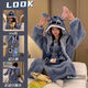 Sweet Fish Stitch Pajamas Autumn and Winter Thickened Flannel Cartoon Hooded Couple Pajamas Outerwear Home Clothes Set Gray Shark Pajamas Thickened M 2XL Recommended 175c180Jin Jin is equal to 0.5kg within