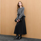 Sancai 2025 new winter style simple and elegant elastic waist skirt temperament commuting A-line skirt long skirt M