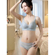 Modal's new deep-adjustable underwear for women without steel rings to push up small breasts and make them look bigger, seamless, comfortable and simple bra set, gray blue set, 70A 32B through cup (thin at the top and thick at the bottom)