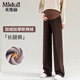 Miduli Maternity Pants Plus Velvet Winter Casual Wide Leg Pants Thickened Maternity Warm Pants Trousers Maternity Wear Gray L