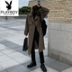 Playboy (PLAYBOY) British style windbreaker drapey mid-length coat men's spring and autumn thin coffee color Crusu coat coffee color S