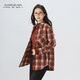 GIRDEAR Women's Top Fashion Classic Versatile Loose Casual Retro Plaid Long Sleeve Shirt Jacket 1400458 Red Brown Plaid Scottish Plaid S 2 Size