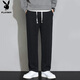 Playboy (PLAYBOY) casual pants men's pants men's autumn and winter wide-leg loose straight sports American sports pants black XL