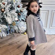 Disney (Disney) Girls Printemps et Automne 5 version coréenne double face imitation cachemire nouveau manteau en laine printemps et automne manteau pour enfants moyen et grand manteau mi-long gris col noir manteau en velours 130 recommandé environ 125 cm