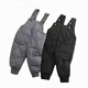 Warm winter baby down cotton overalls for toddlers, quilted and warm, women's outer wear with openable stalls, boys' winter baby thickened cotton pants, down cotton black 100