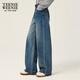 Teenie Weenie Bear Damen Jeans 2025 Herbst Neue Retro Mode einfache lockere Hose Dunkelblau M.