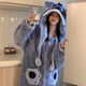 Sweet Fish Stitch Pajamas Autumn and Winter Thickened Flannel Cartoon Hooded Couple Pajamas Outerwear Home Clothes Set Gray Shark Pajamas Thickened M 2XL Recommended 175c180Jin Jin is equal to 0.5kg within