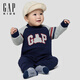 Gap Baby Spring Waffle Raglan Long Sleeve Contrast Color Jumpsuit Children's Romper 848402 Navy Blue 73cm (6-9 months) Asian size