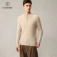 Pash 25 New Cashmere Sweater Men's Henley Collar 100 Cashmere Waffle Autumn and Winter Knitted Sweater PS-N024 Medium Gray L