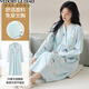 Victoria's style pure cotton nightgown with chest pad for women's new style spring and autumn new season long-sleeved pregnant women's confinement clothes postpartum breastfeeding pajamas MNQ13062#RR L [Suggested 100-120Jin [Jin equals 0.5 kg]]
