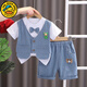 G.duck little yellow duck boy summer suit children's clothes summer shirt small suit baby one-year-old dress two-piece set 9224 light bear blue 90 recommended 9 months-1 year old 20-25Jin Jin equals 0.5 kg