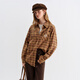 Fanslanen brushed plaid shirt for women winter 2025 new long-sleeved plaid retro embroidered shirt 4323 orange plaid S