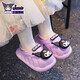 Sanrio winter children's cotton slippers for boys and girls, warm plus velvet EVA waterproof Kuromi children's baby cotton slippers, upgraded version of environmentally friendly material purple Kuromi (heel included, size 200 (heel 12), inner length 20CM, suitable for feet 19