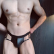 Men's hip-exposing pants, double thong, free of charge, gay bag, sexy underwear, low-waist slim pants, sexy suit, black, one size fits all, 112-144Jin Jin is equal to 0.5kg