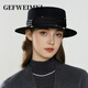 GEFWEIMKL French Pearl Bow Flat Top Women's Hat Autumn and Winter New Merino Wool Felt Hat Hepburn Style Hat Women Light Gray One Size (56-58cm)